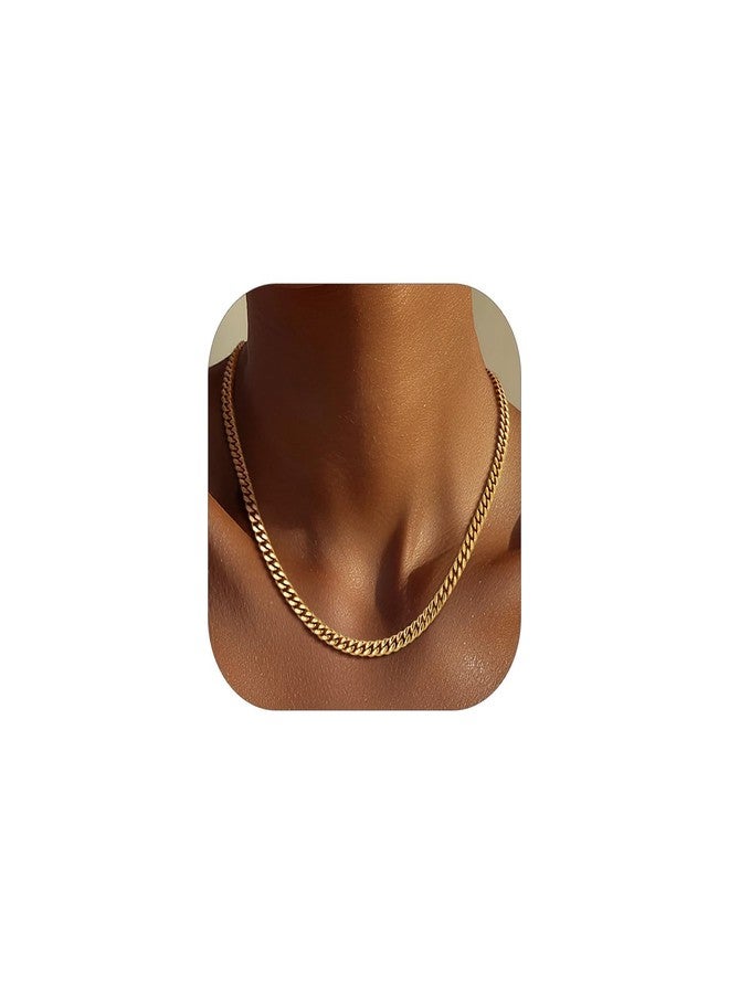 ChainsPro قلادات ChainsPro الذهبية السميكة للنساء، قلادة سلسلة كوبية من الفولاذ المقاوم للصدأ مطلية بالذهب عيار 14 قيراطًا، قلادة سميكة، 5 مم، 18 بوصة، مجوهرات عصرية بنمط بانك هيب هوب، هدايا للسيدات - Image 1